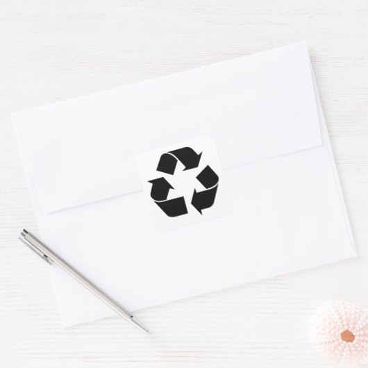 Recyclage-symbool - groen vierkante sticker (Envelop)