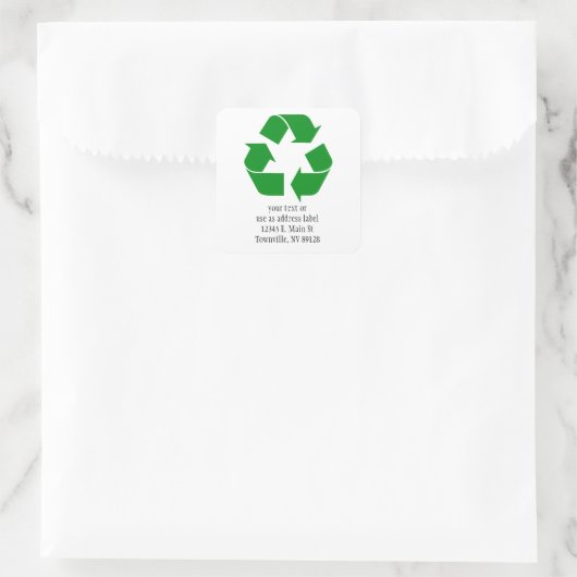 Recyclage-symbool - groen vierkante sticker (Tas)