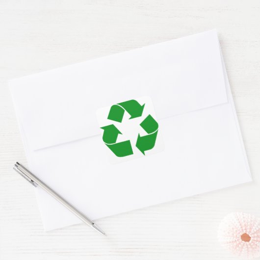 Recyclage-symbool - groen vierkante sticker (Envelop)