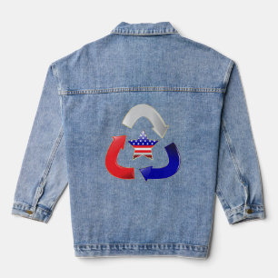 Recycle Amerikaanse Ster Symbool Denim Jacket