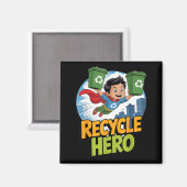 Recycle held kinderen aarde dag  magneet (Voorkant / Achterkant)