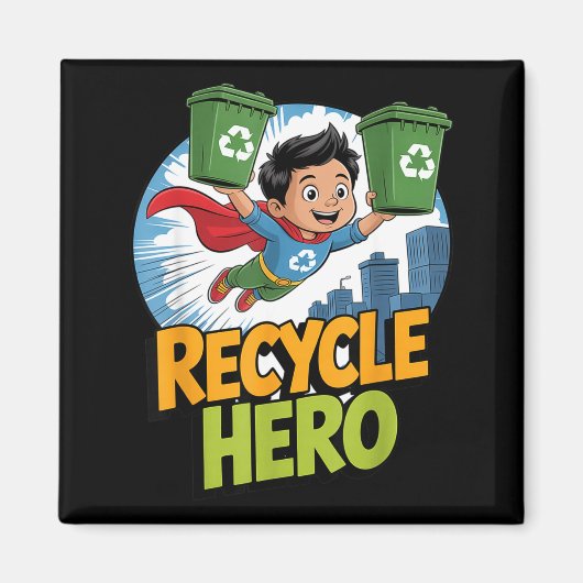 Recycle held kinderen aarde dag  magneet (Voorkant)