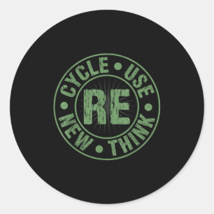 Recycle hergebruik vernieuw heroverweeg crisis mil ronde sticker