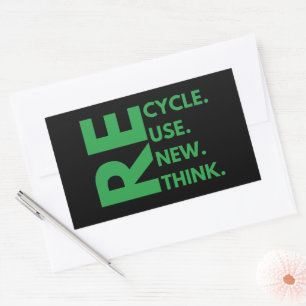 Recycle Hergebruik Vernieuwen Herdenken Dag van de Rechthoekige Sticker