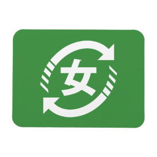 Recycle Japanse Meisjes   Kanji Nihongo Bord Magneet