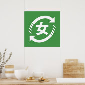 Recycle Japanse meisjes | Kanji Nihongo bord Poster (Keuken)