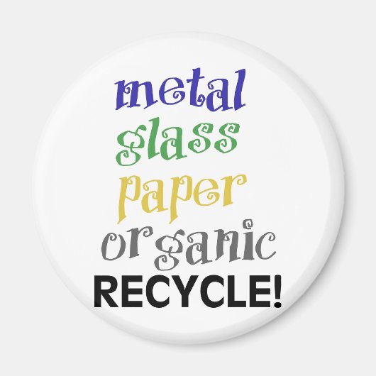 Recycle! Materialenlijst! Magneet (Voorkant)
