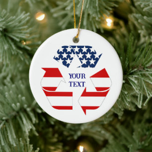 Recycle USA Symbool Foto Kerstmis Keramisch Ornament