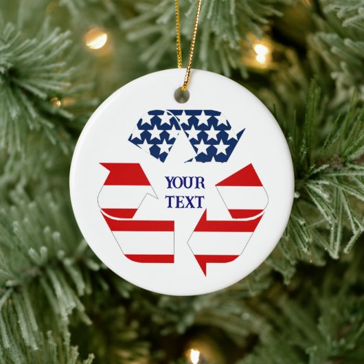 Recycle USA Symbool Foto Kerstmis Keramisch Ornament (Boom)