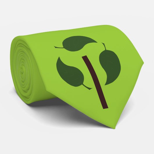 recycleboom met 3 grote bladeren stropdas (Opgerold)