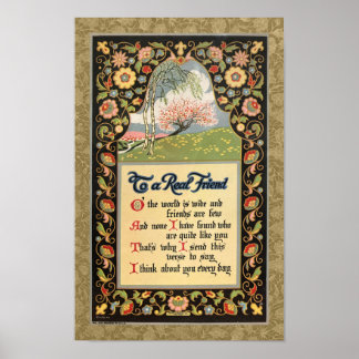 RECYCLED FINE ART 1920 'AAN EEN VRIEND' SENTIMENT POSTER