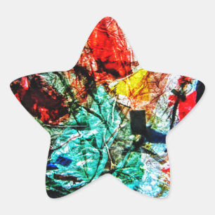 Recycled plastic abstract blue star sticker