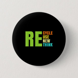 Recycleer Hergebruik Vernieuw Heroverweeg Crisis M Ronde Button 5,7 Cm