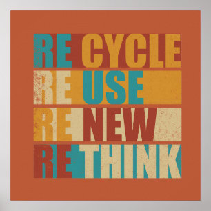 Recycleer, reduceer, hergebruik, vernieuw, herover poster
