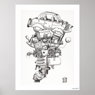 Recyclen (1970) vintage geïllustreerd poster