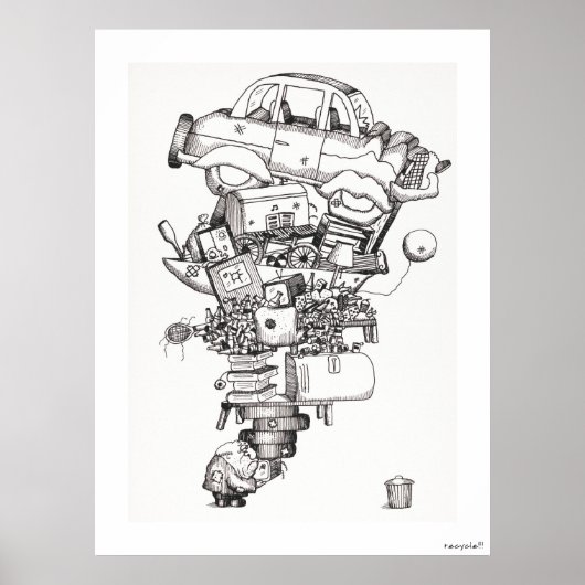 Recyclen (1970) vintage geïllustreerd poster (Voorkant)