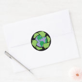 Recyclen aarde ronde sticker (Envelop)
