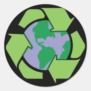 Recyclen aarde ronde sticker