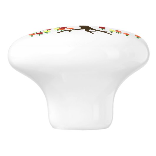 Recyclen bomen en bloemen keramische knop (Zijkant)