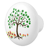 Recyclen bomen en bloemen keramische knop (Rechts)