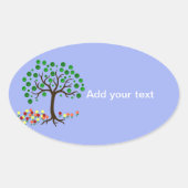 Recyclen bomen en bloemen ovale sticker (Voorkant)