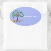 Recyclen bomen en bloemen ovale sticker (Tas)