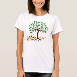 Recyclen bomen en bloemen t-shirt