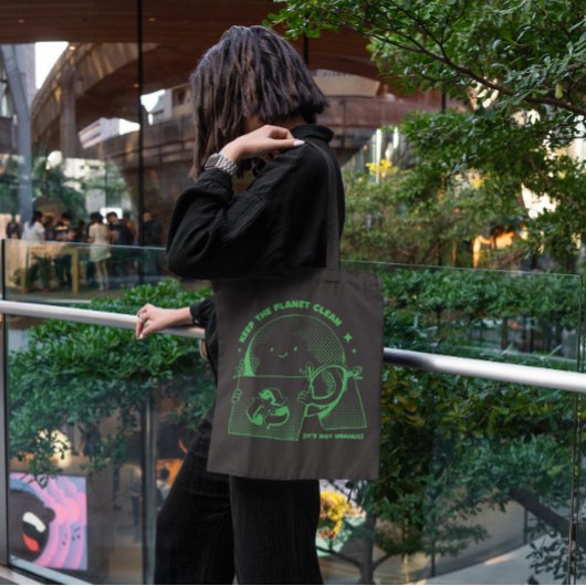 Recyclen Citaat Earth Cartoon Tote Bag