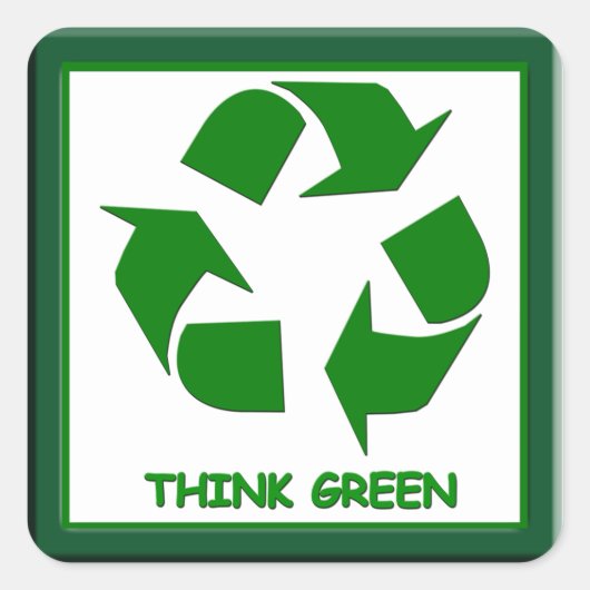 Recyclen denk groene Sticker (Voorkant)