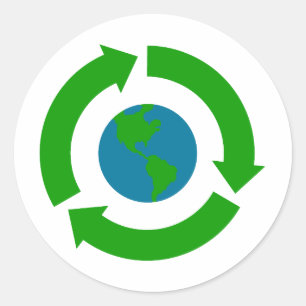 Recyclen Earth Logo Design Ronde Sticker
