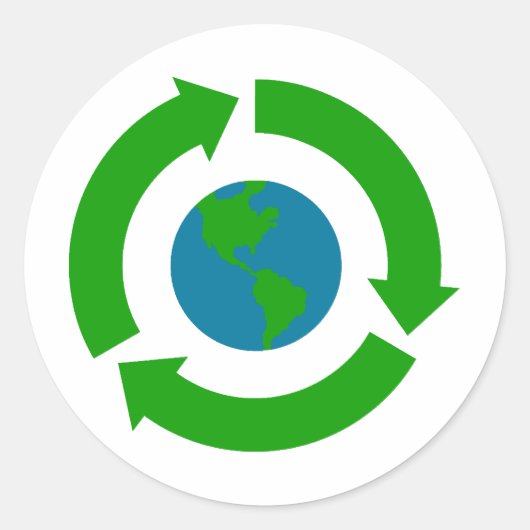 Recyclen Earth Logo Design Ronde Sticker (Voorkant)