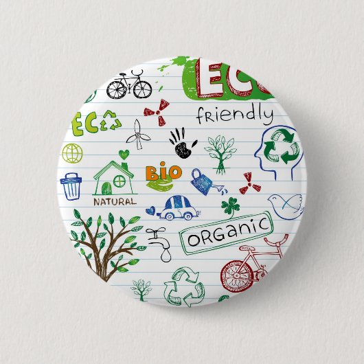 Recyclen Eco Friendly Ronde Button 5,7 Cm (Voorkant)