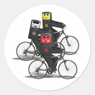 Recyclen fietsbakken ronde sticker