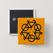 Recyclen fietssymbool vierkante button 5,1 cm (Voorkant /achterkant)
