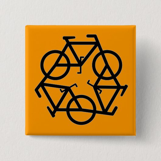 Recyclen fietssymbool vierkante button 5,1 cm (Voorkant)
