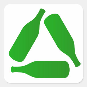 Recyclen flessen vierkante sticker