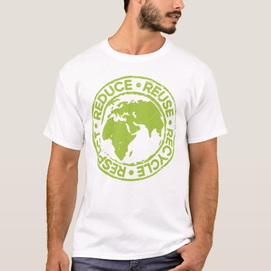Recyclen gebruik nieuwe Think Earth stempel T-shirt (Voorkant)