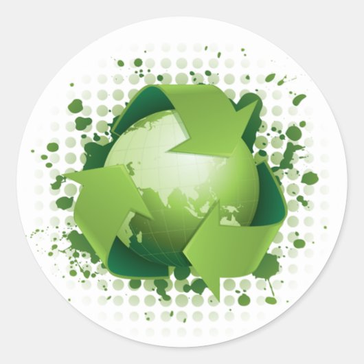 RECYCLEN GREEN PLANET RONDE STICKER (Voorkant)