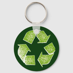recyclen groen teken sleutelhanger