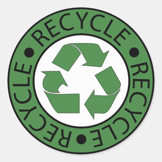 Recyclen Groene Logo Ronde Sticker (Voorkant)