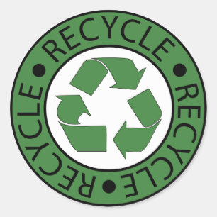 Recyclen Groene Logo Ronde Sticker