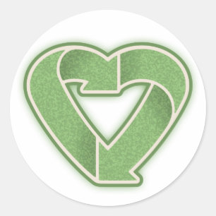 Recyclen hart -grn ronde sticker