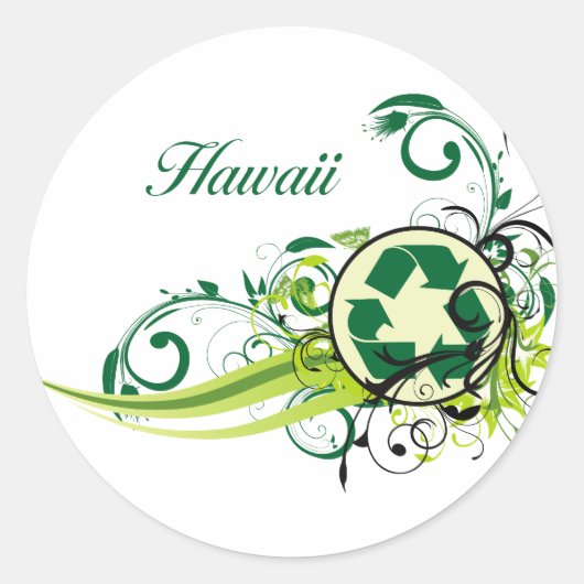 Recyclen Hawaï Ronde Sticker (Voorkant)