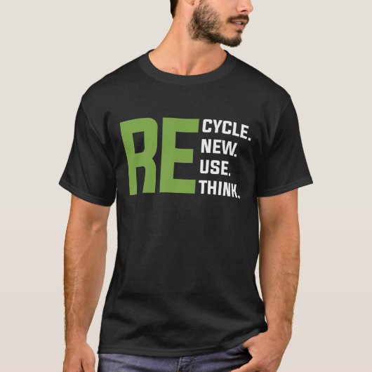 Recyclen Hergebruik Herdenken Aarde Dag T-shirt (Voorkant)
