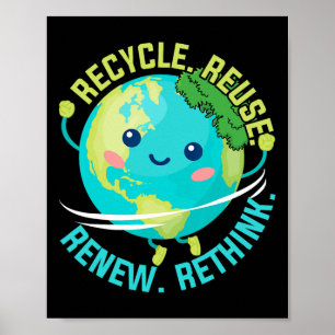Recyclen Hergebruik Hernieuw Denk Earth Day Boy Pe Poster