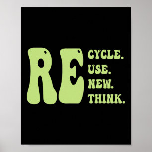 Recyclen Hergebruik Hernieuw Denk Groovy Earth Day Poster