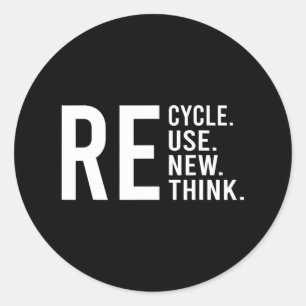 Recyclen hergebruik Heroverweging Crisis Milieu A Ronde Sticker