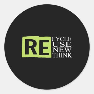 Recyclen hergebruik Heroverweging Crisis Milieu A Ronde Sticker
