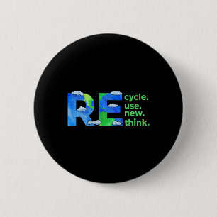 Recyclen hergebruik Herstel Herdenken Milieudag Aa Ronde Button 5,7 Cm