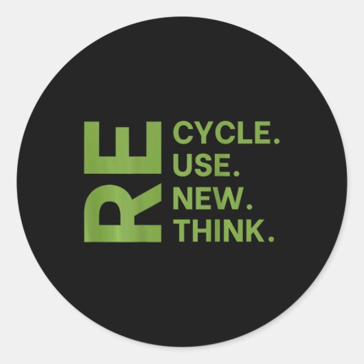 Recyclen hergebruik Herstel Herdenken Milieudag Aa Ronde Sticker (Voorkant)